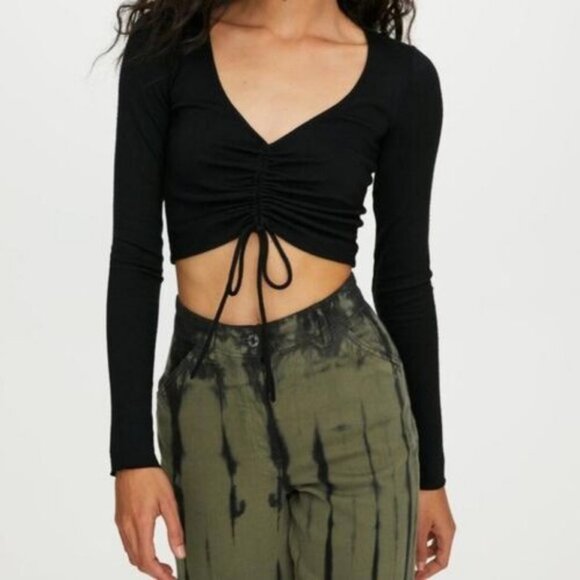Aritzia Wilfred Lynx Ruched Long Sleeve Top Womens Size Large Modal Style #91726 - Picture 13 of 15